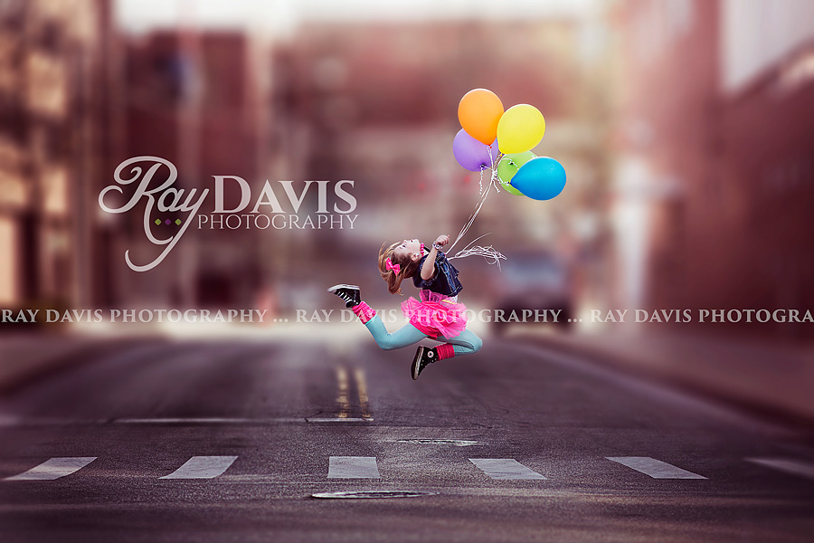 Louisville Dance Photographer captures girl in air with ballooons