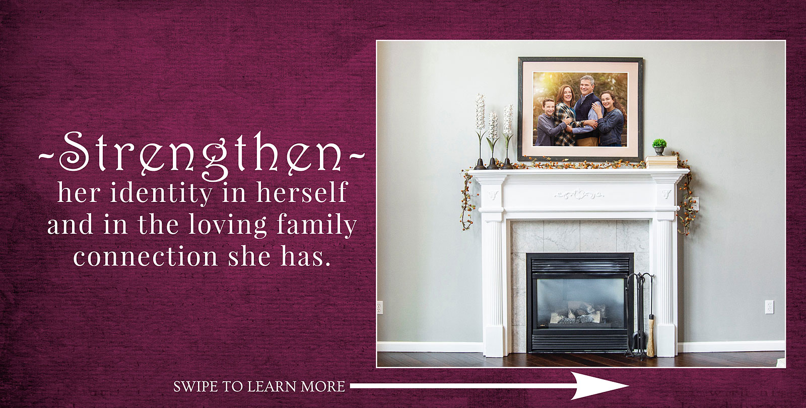 Louisville Family Portrait aframed above fireplace to help strengthen bonds