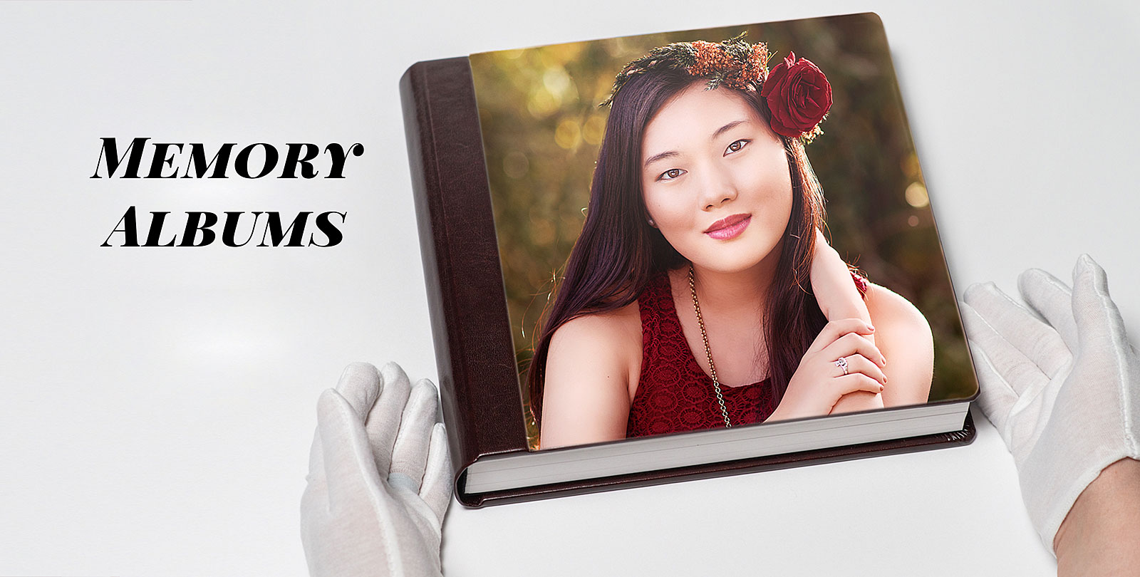 Louisville Photographers Photo Album sample with High School Senior Girl with Flower Crown on Cover