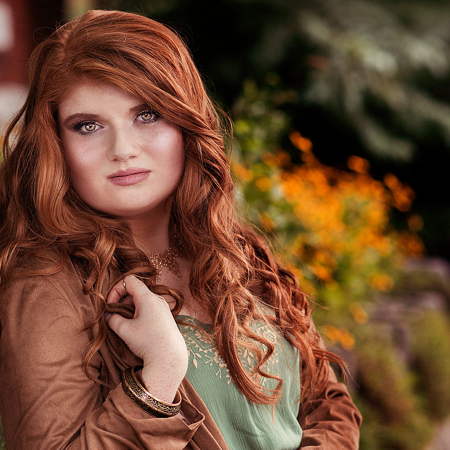 Red Head Senior Pictures in Louisville during the Spring