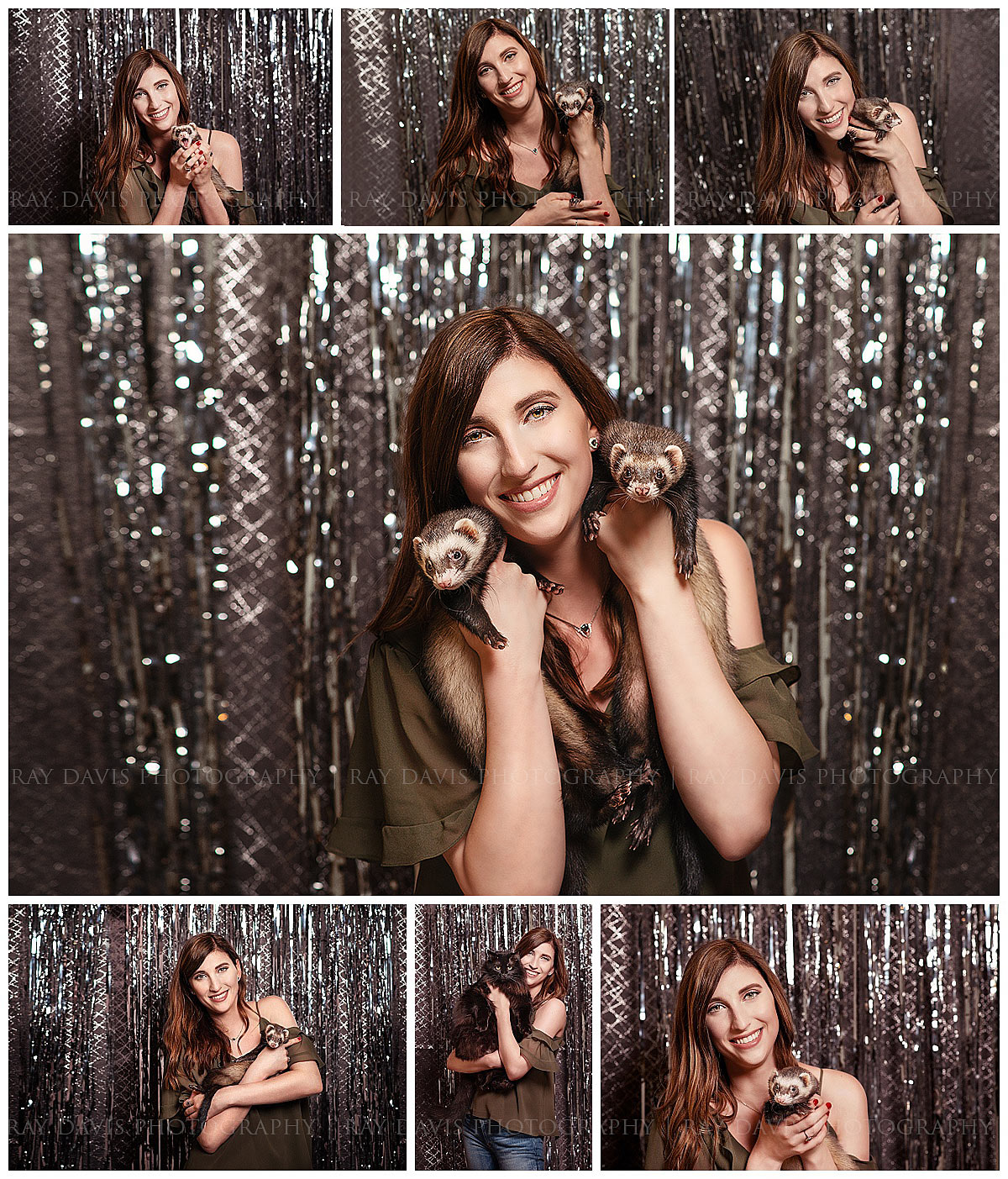 Bellarmine Graduate holding Ferrets by Louisville Portrait Studio Photographer