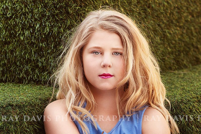 Little girl with blonde hair for close up model headshots with Louisville Tween Photographer