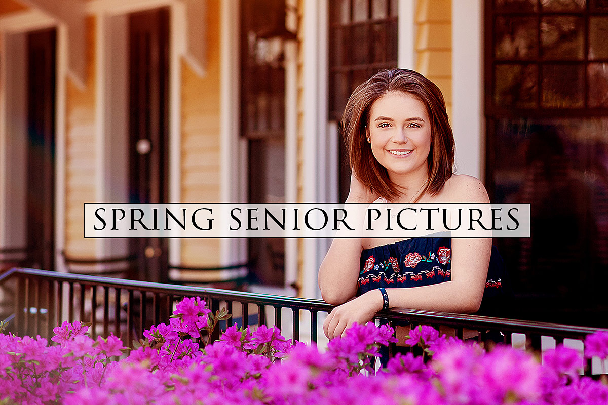 Spring Senior Pictures with Louisville Senior Photographer Ray Davis Photography surrounded by purple flowers