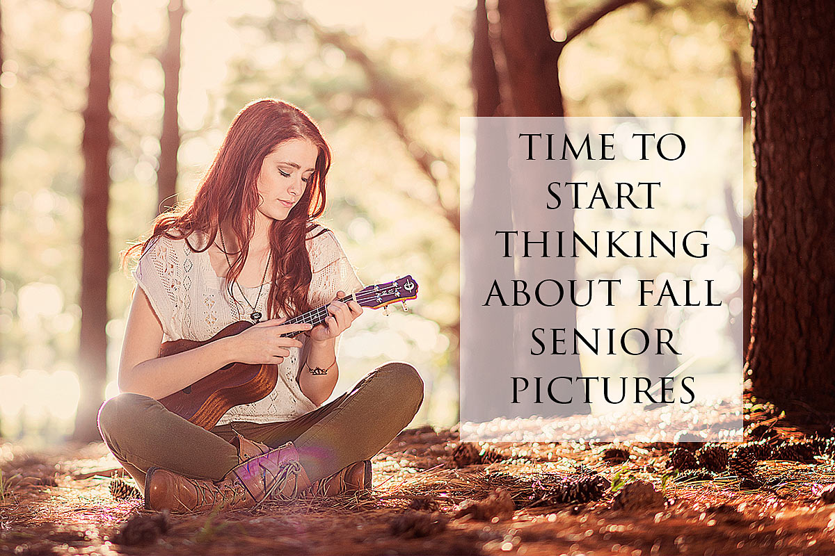 Girl Playing ukulele ad promoting booking louisville fall senior pictures early