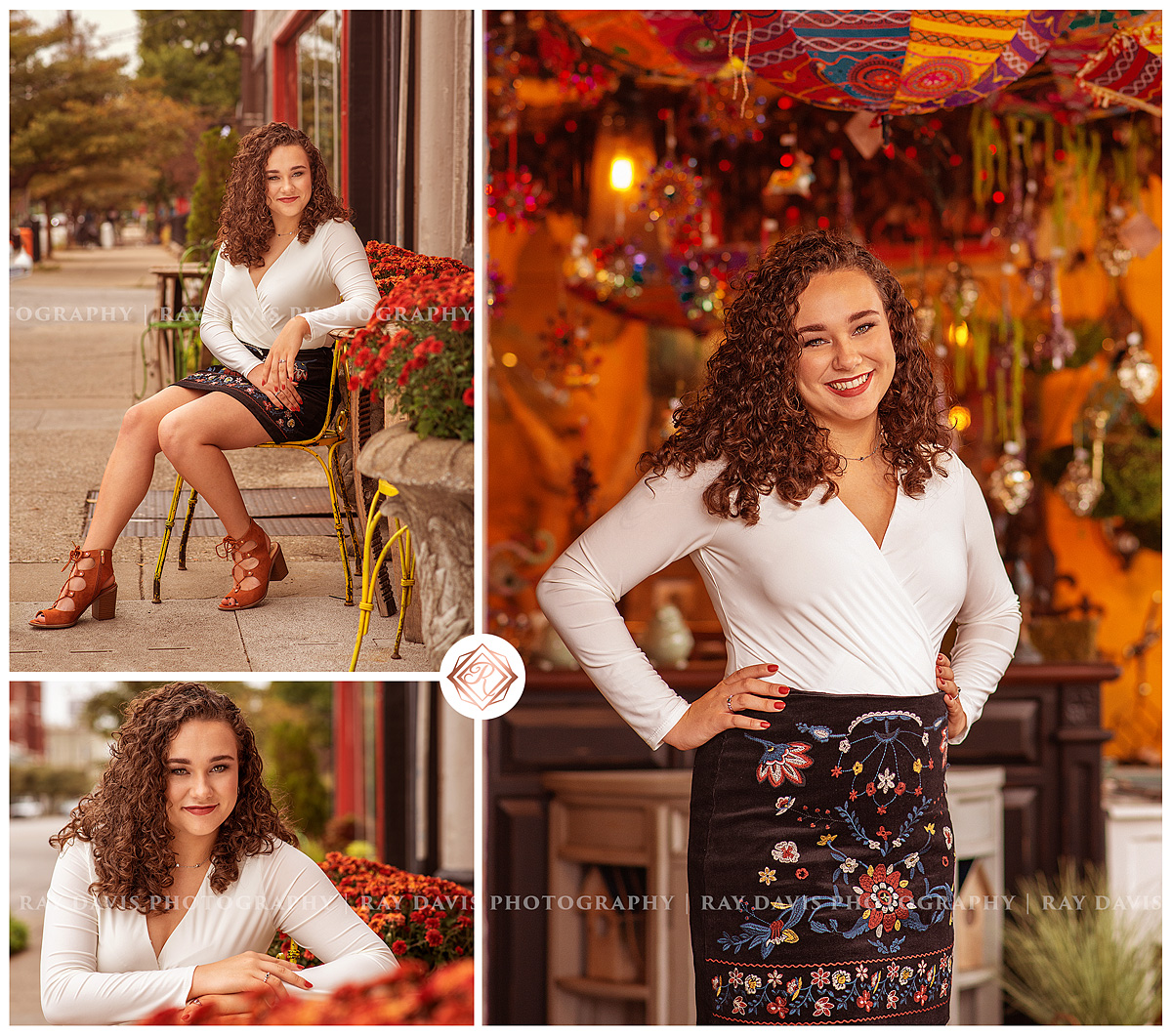 Downtown Louisville Senior Pictures of girl beside Red Tree Nulu