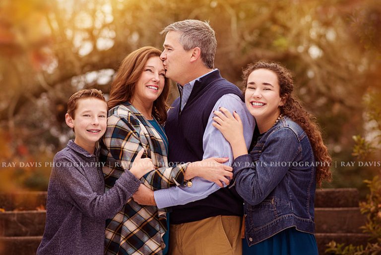 Family wearing blue and khaki for Fall Family Pictures in Louisville KY