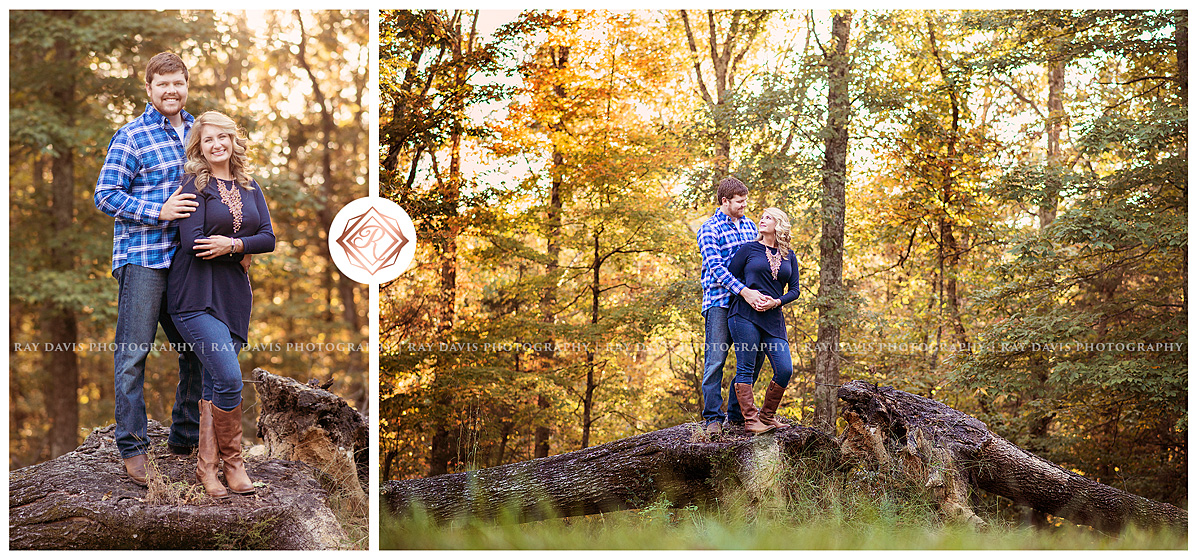 Engagement couple photo in the woods by Louisville Family Photographer