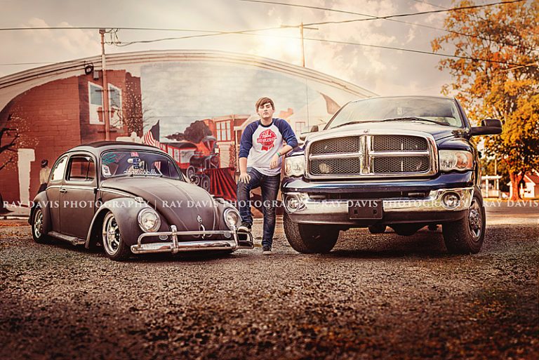 Louisville Senior Guy with cars panorama image created by Ray Davis Photography