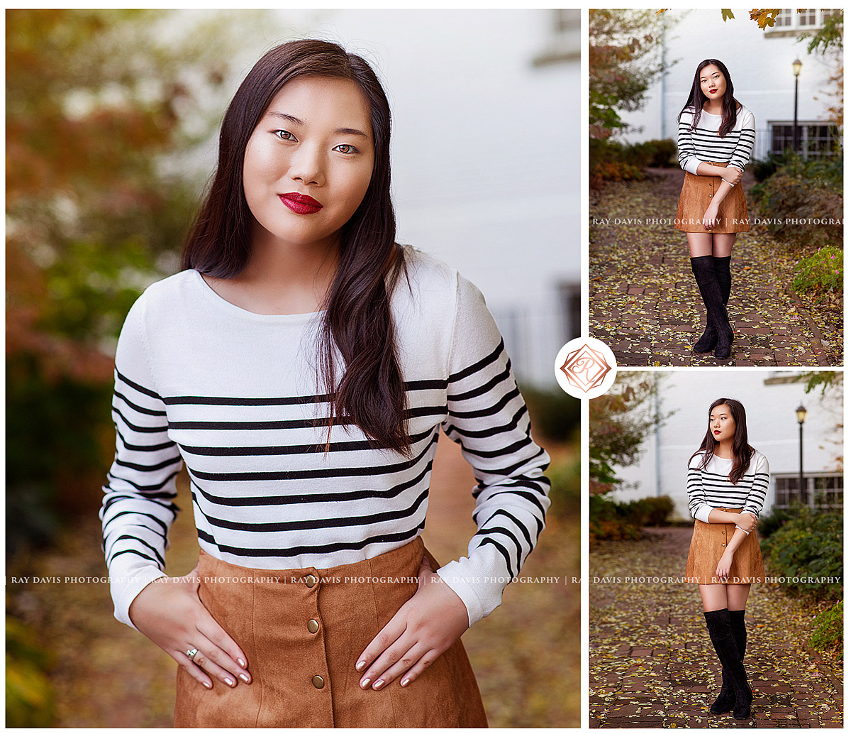 Senior girl wearing suede skirt for photos in Versailles KY